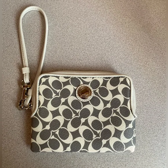 Coach Gray and Cream Wristlet - Picture 3 of 8